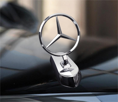 Mercedes-Benz engine hood logo with angel wings - 3D chrome metal emblem for car bonnet customization