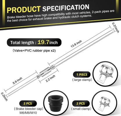 Universal One-Way Brake Bleeder Hose Kit with Check Valve