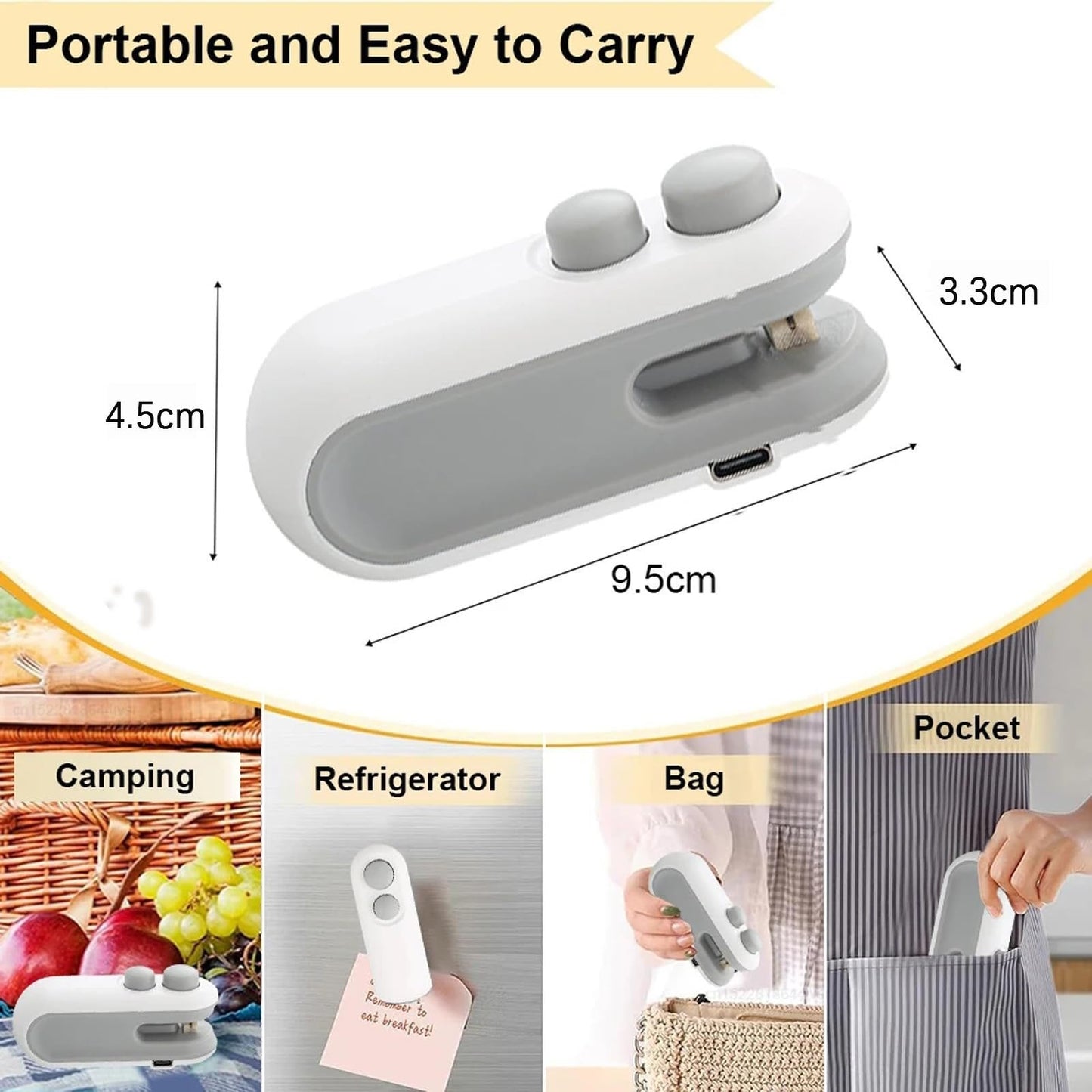 SealEase Mini 2-in-1 Sealer and Cutter with USB-C Charging