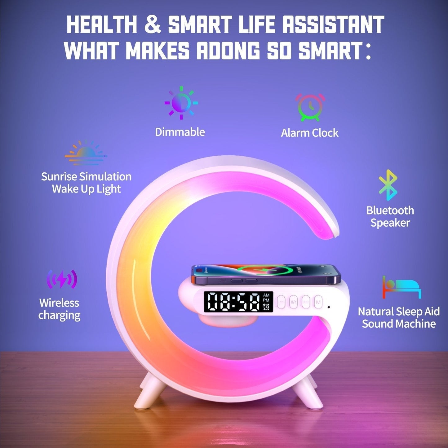 New Year HOT Sale - 49% OFF! 🔥Multifunctional Bluetooth Speaker-Colorful Atmosphere Light Wireless Charging and Clock All-in-one Machine