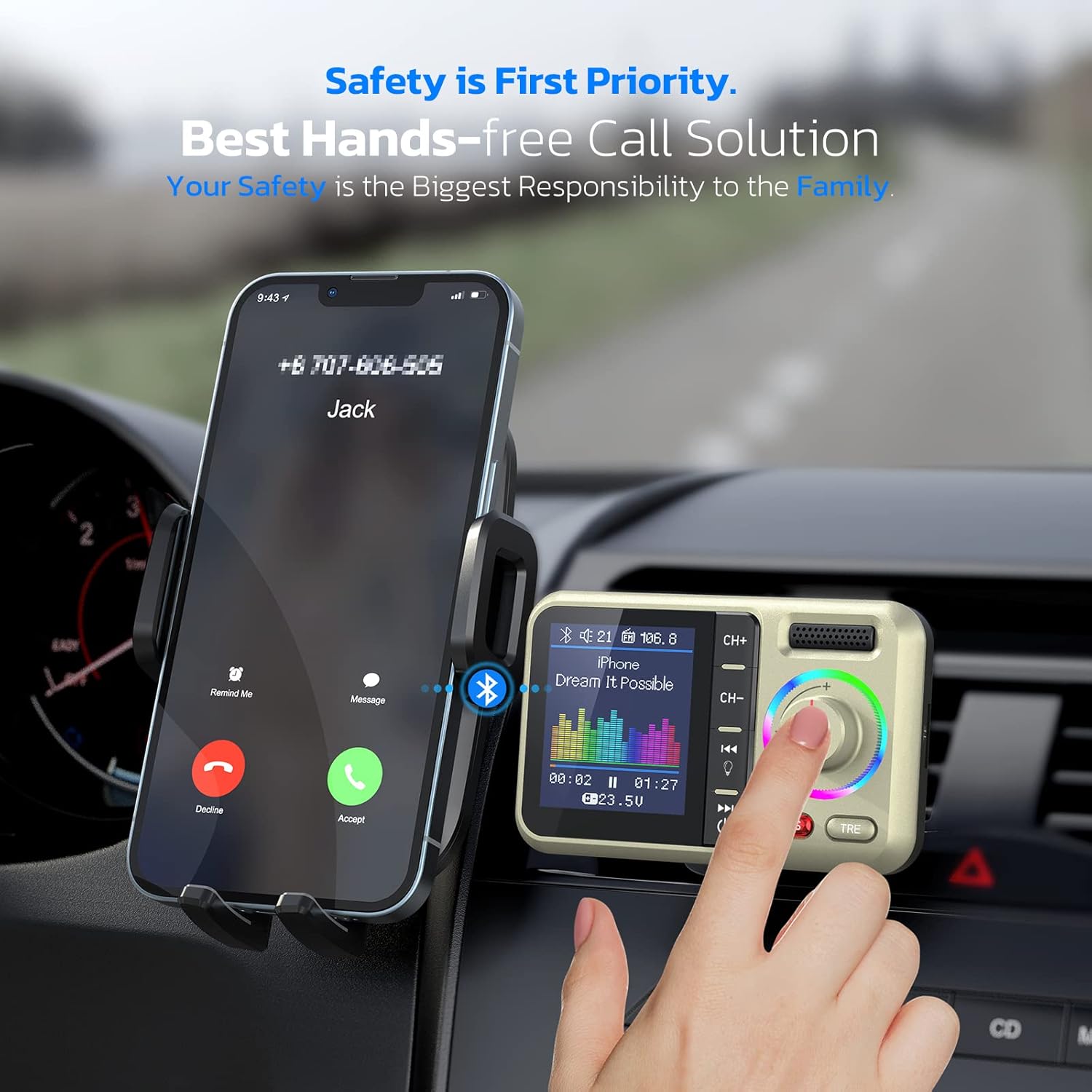 Bluetooth FM Transmitter for Car, Wireless Car Bluetooth V5.0 Adapter - VelosoleBluetooth FM Transmitter for Car, Wireless Car Bluetooth V5.0 Adaptercar - accessories