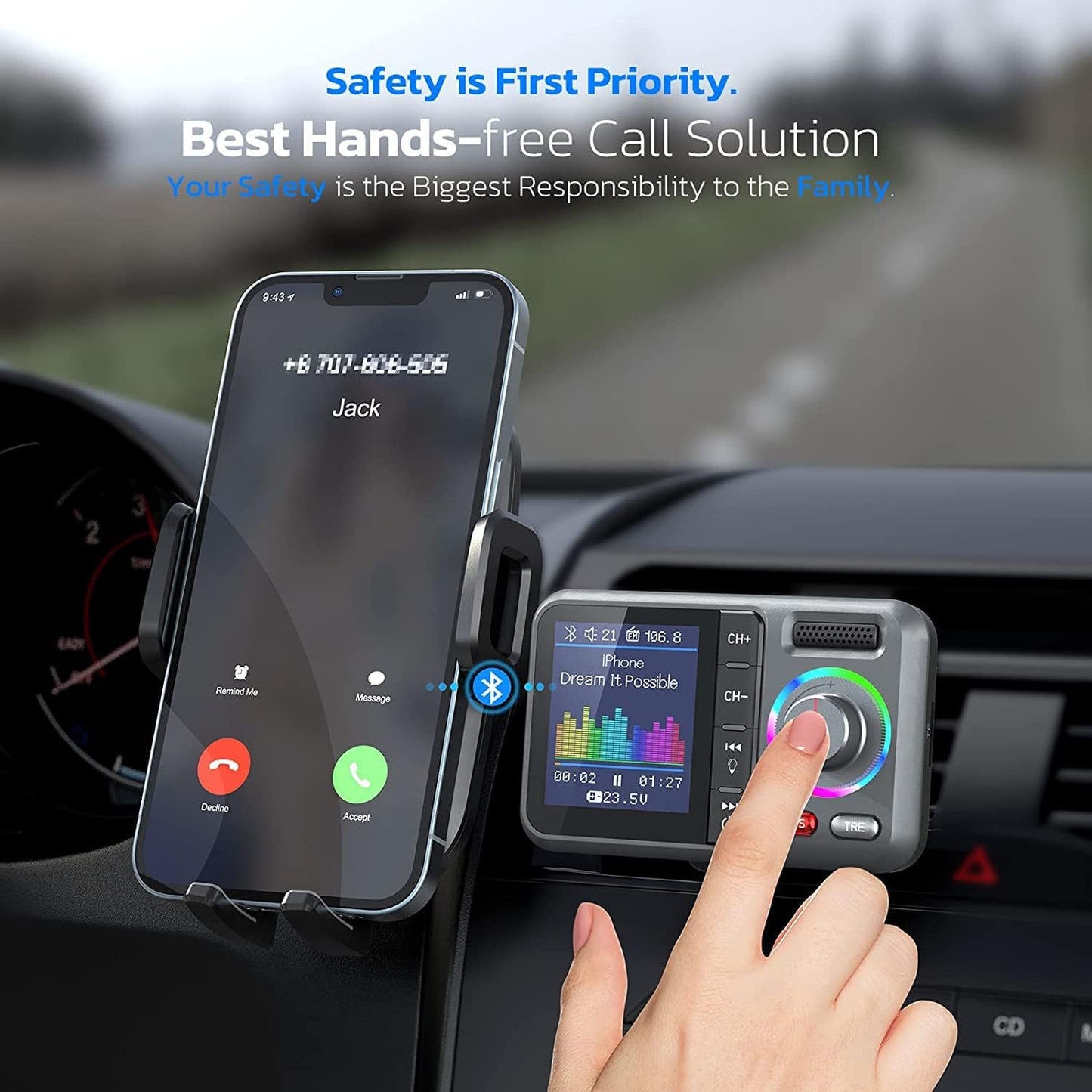 Bluetooth FM Transmitter for Car, Wireless Car Bluetooth V5.0 Adapter - VelosoleBluetooth FM Transmitter for Car, Wireless Car Bluetooth V5.0 Adaptercar - accessories