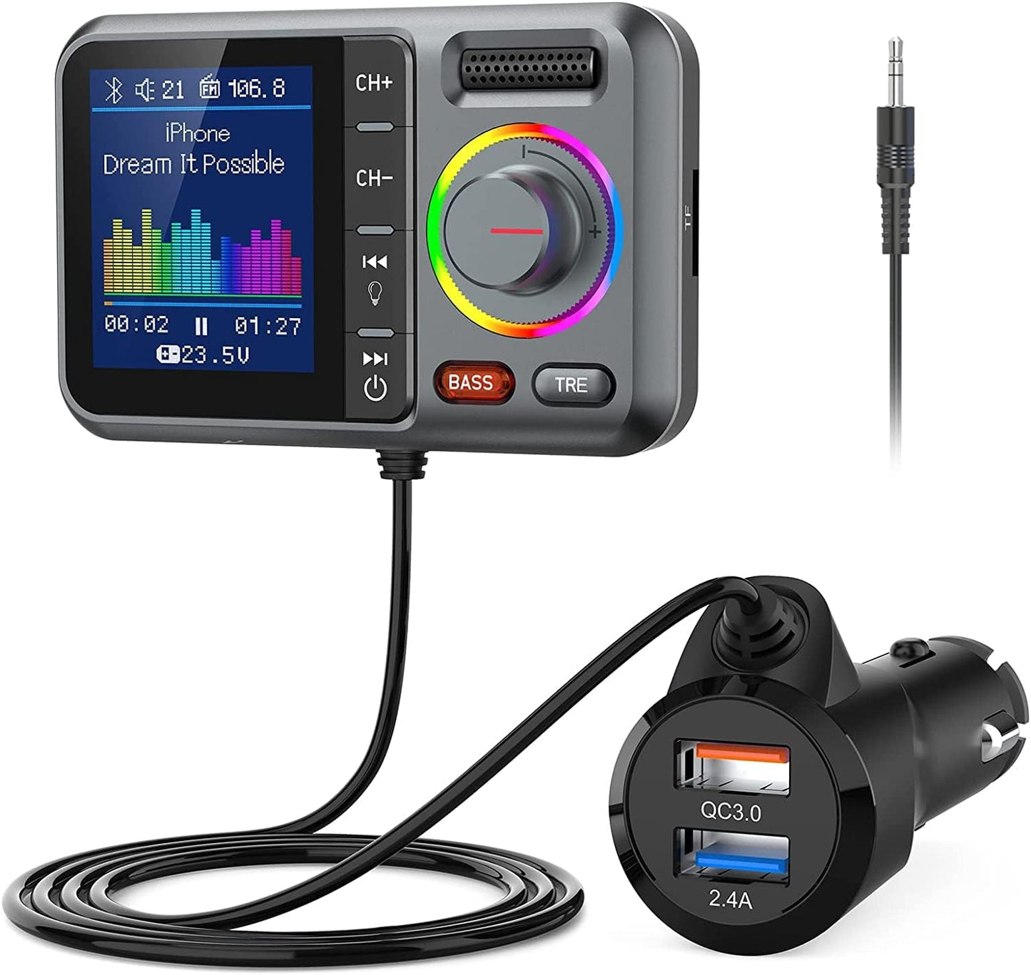 Bluetooth FM Transmitter for Car, Wireless Car Bluetooth V5.0 Adapter - VelosoleBluetooth FM Transmitter for Car, Wireless Car Bluetooth V5.0 Adaptercar - accessories