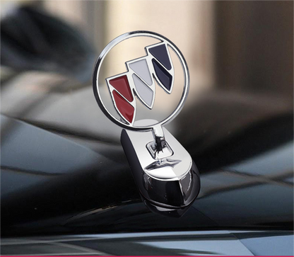Buick engine hood tricolored shield logo with angel wings - 3D chrome metal emblem for car bonnet customization
