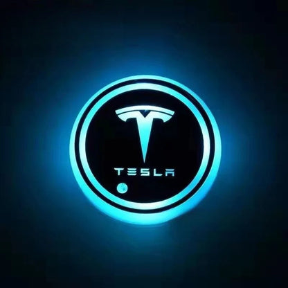 2PCS Rechargeable LED Car Cup Holder Coasters