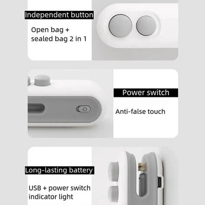 SealEase Mini 2-in-1 Sealer and Cutter with USB-C Charging