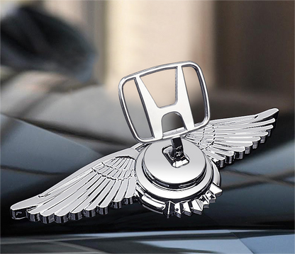 Honda engine hood logo with angel wings - 3D chrome metal emblem for car bonnet customization