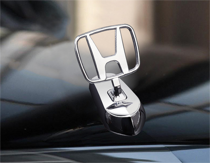 Honda engine hood ornament with angel wings - 3D chrome metal badge for car bonnet customization