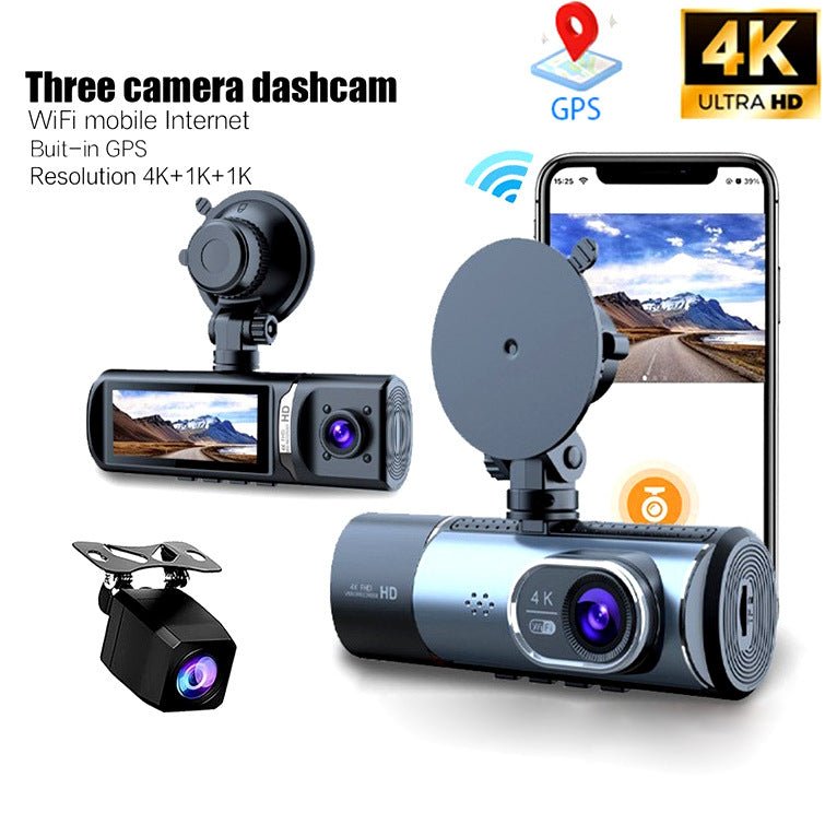 New Three - Record Three - Screen Display 4K Ultra - Clear 3.16 - Inch High - Definition Screen Wifi Connected To Gps Driving Recorder - VelosoleNew Three - Record Three - Screen Display 4K Ultra - Clear 3.16 - Inch High - Definition Screen Wifi Connected To Gps Driving Recordercar - accessories