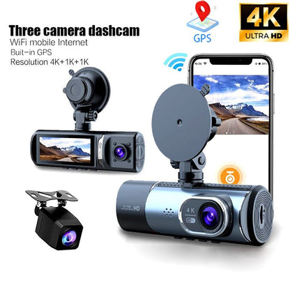 New Three - Record Three - Screen Display 4K Ultra - Clear 3.16 - Inch High - Definition Screen Wifi Connected To Gps Driving Recorder - VelosoleNew Three - Record Three - Screen Display 4K Ultra - Clear 3.16 - Inch High - Definition Screen Wifi Connected To Gps Driving Recordercar - accessories