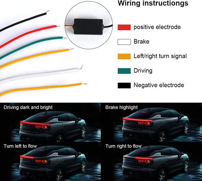 Universal Exterior Rear Roof Spoiler Tail Wing Splitter Carbon Fiber Accessories LED Strip Lights for Cars Driving Brake Turn Signal Running Warning Trim Lamp - VelosoleUniversal Exterior Rear Roof Spoiler Tail Wing Splitter Carbon Fiber Accessories LED Strip Lights for Cars Driving Brake Turn Signal Running Warning Trim Lampcar - accessories