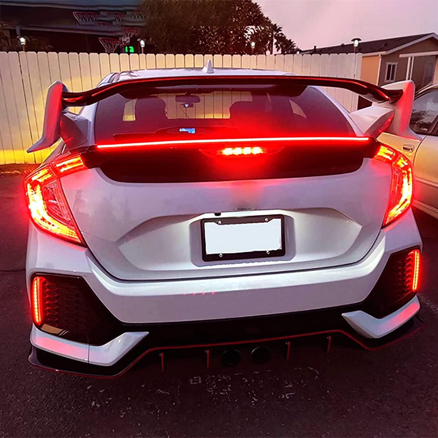 Universal Exterior Rear Roof Spoiler Tail Wing Splitter Carbon Fiber Accessories LED Strip Lights for Cars Driving Brake Turn Signal Running Warning Trim Lamp - VelosoleUniversal Exterior Rear Roof Spoiler Tail Wing Splitter Carbon Fiber Accessories LED Strip Lights for Cars Driving Brake Turn Signal Running Warning Trim Lampcar - accessories
