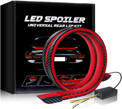 Universal Exterior Rear Roof Spoiler Tail Wing Splitter Carbon Fiber Accessories LED Strip Lights for Cars Driving Brake Turn Signal Running Warning Trim Lamp - VelosoleUniversal Exterior Rear Roof Spoiler Tail Wing Splitter Carbon Fiber Accessories LED Strip Lights for Cars Driving Brake Turn Signal Running Warning Trim Lampcar - accessories